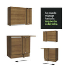 Combo completo de Cocina Esquinera 349 cm 7 Puertas 3 Cajones Sin Mesada Marrón Glamy Madesa