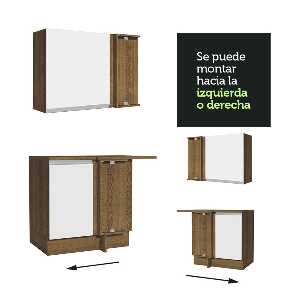 Combo completo de Cocina Esquinera 349cm Marrón/Blanco Glamy Madesa 06