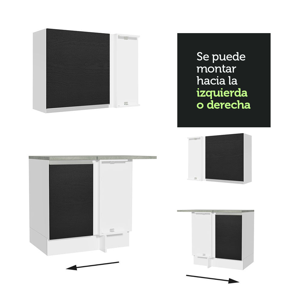 Combo completo de Cocina Esquinera 349cm Blanco/Negro Glamy Madesa 07