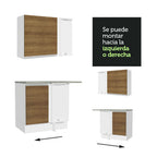 Combo completo de Cocina Esquinera 349 cm 7 Puertas 3 Cajones Sin Mesada Blanco/Marrón Glamy Madesa