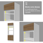 Combo completo de Cocina Esquinera 549 cm con Cristalero 17 Puertas 3 Cajones Sin Mesada Blanco/Marrón Glamy Madesa