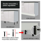 Combo Completo de Cocina Esquinera 100% MDF 459 cm Frentes Blanco Brillante Acordes Madesa 01