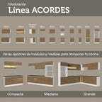 Combo completo de Cocina Esquinera 459 cm 13 Puertas 2 Cajones Sin Mesada 100% MDF Blanco/Marrón Acordes Madesa