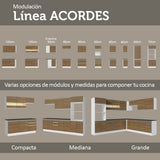 Combo Completo de Cocina Esquinera 100% MDF 459 cm Blanco/Marrón Acordes Madesa 01