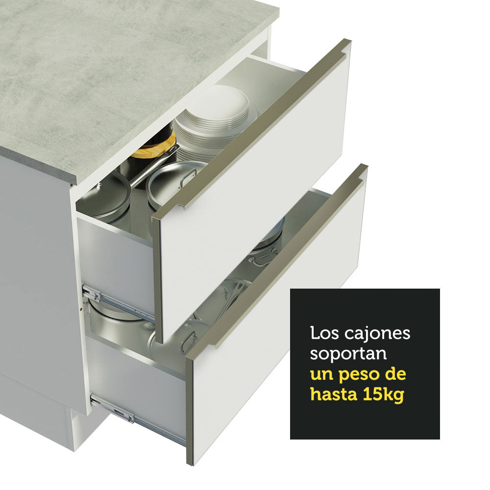 Combo Completo de Cocina Esquinera 546 x 60 cm Blanco Aterciopelado Lux Madesa 05