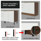 Combo completo de Cocina Esquinera 489 cm 12 Puertas 3 Cajones Sin Mesada Marrón/Blanco Stella Madesa