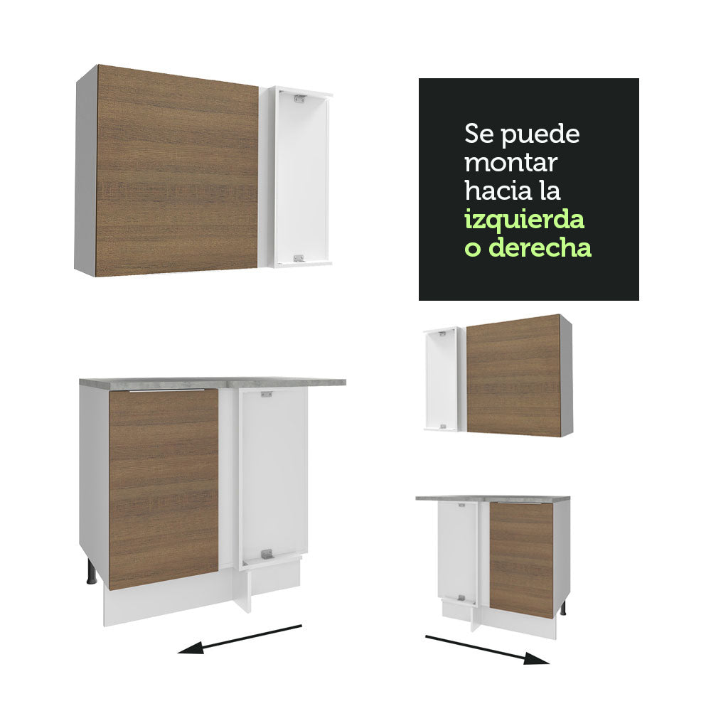 Combo Completo de Cocina Esquinera 499cm Blanco/Marrón Stella Madesa 01