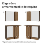 Combo completo de Cocina Esquinera 399 cm 10 Puertas 3 Cajones Sin Mesada Marrón/Blanco Vik Madesa
