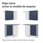 Combo completo de Cocina Esquinera 399 cm 10 Puertas 3 Cajones Sin Mesada Blanco/Azul Vik Madesa