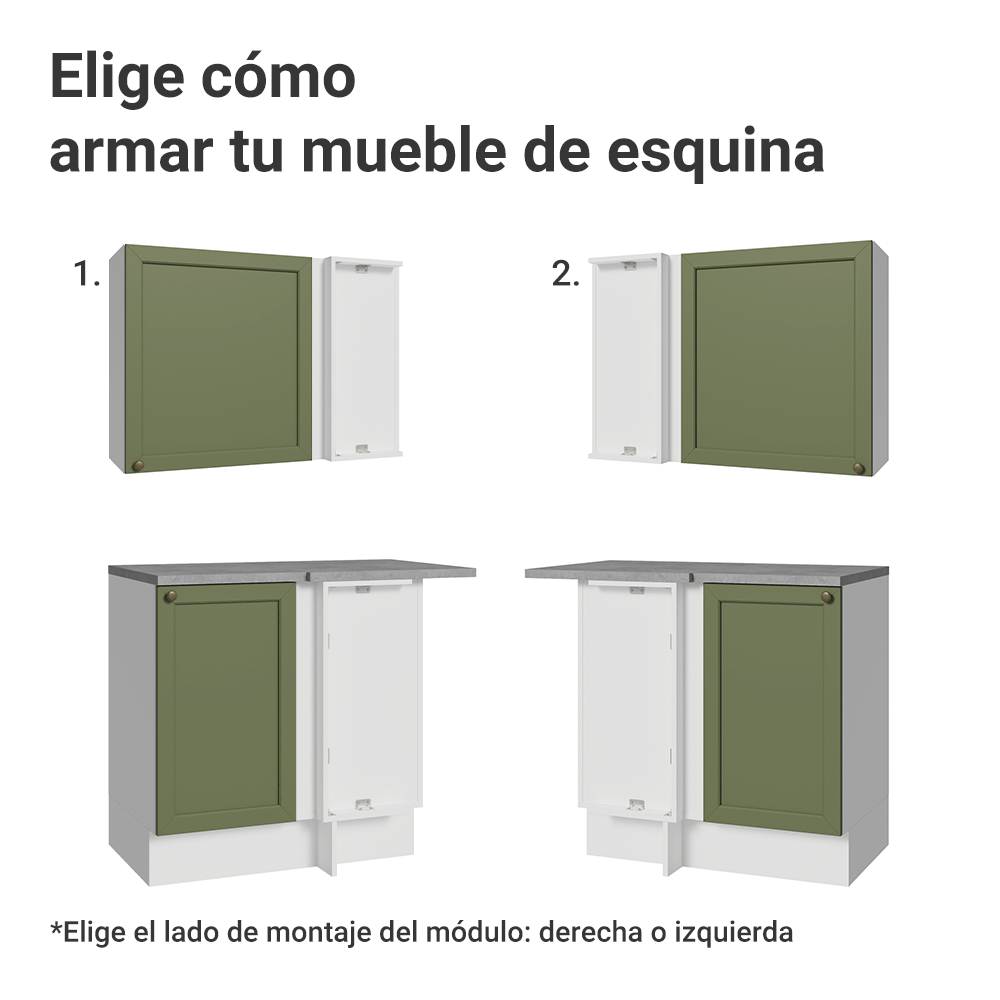 Cocina Esquinera 399 cm Vik Blanco/Verde 01