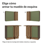 Combo completo de Cocina Esquinera 399 cm 10 Puertas 3 Cajones Sin Mesada Marrón/Verde Vik Madesa