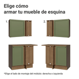 Cocina Esquinera 399 cm Vik Marrón/Verde 01