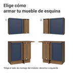 Combo completo de Cocina Esquinera 399 cm 10 Puertas 3 Cajones Sin Mesada Marrón/Azul Vik Madesa