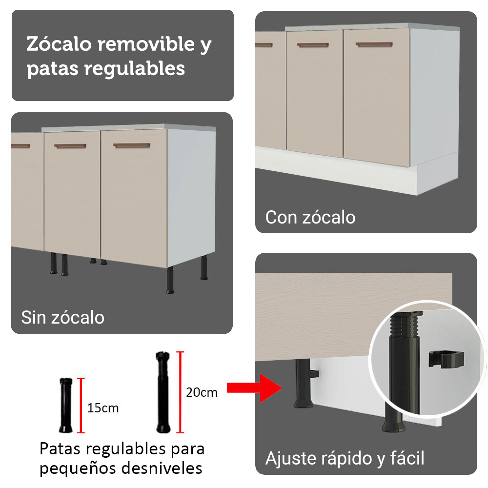 Kit Bajo Mesada con Cristalero Madesa Agata 70cm BC 01