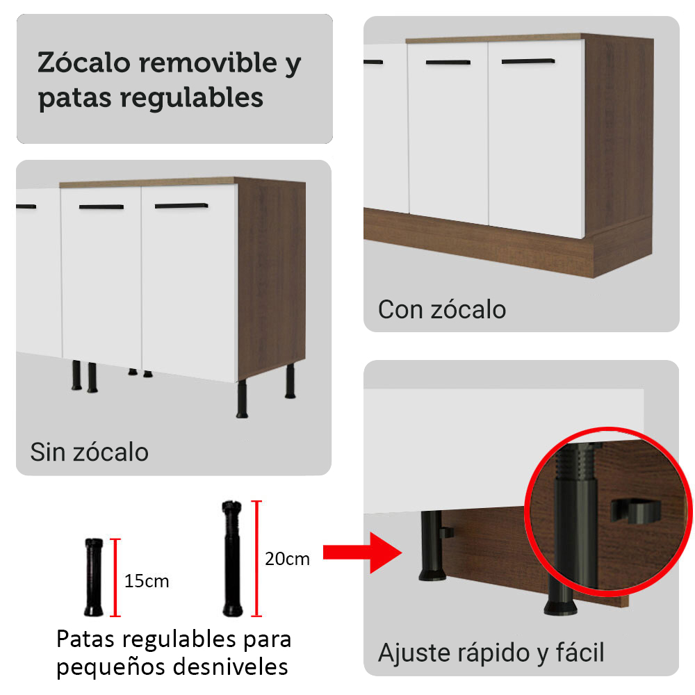 Kit Bajo Mesada con Cristalero Madesa Agata 70cm MB 01