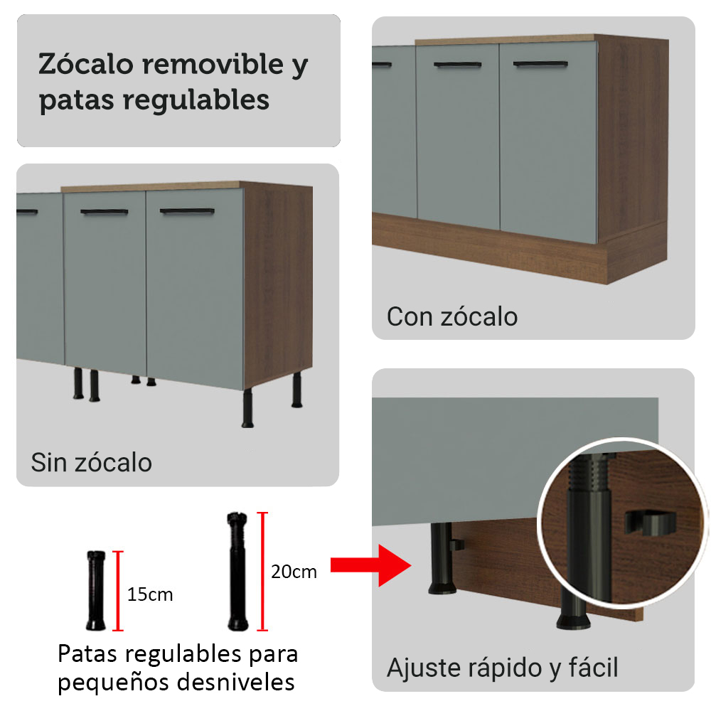 Kit Bajo Mesada con Cristalero Madesa Agata 70cm MG 01