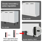 Combo completo de Cocina 340 cm 14 Puertas 3 Cajones con Cristalero Sin Mesada Blanco Agata Madesa