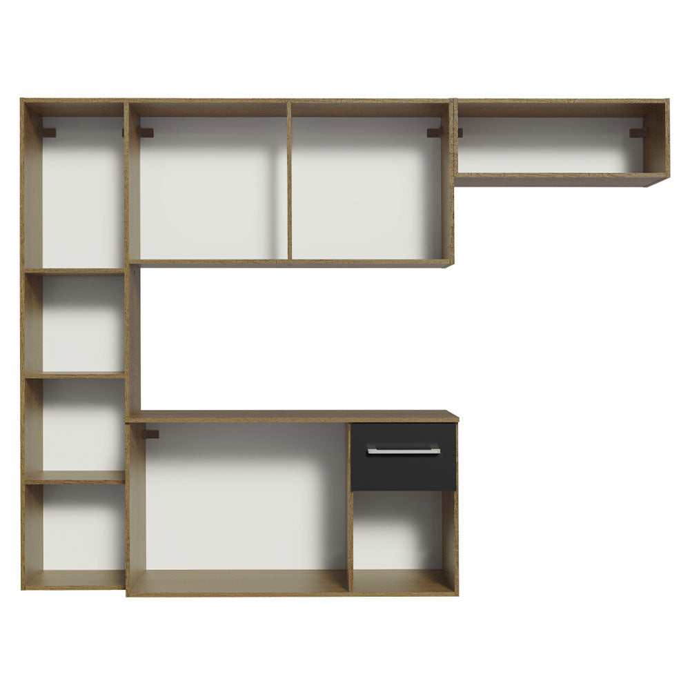 Cocina Compacta 180 cm 5 Puertas 1 Cajón Marrón/Negro Easy Madesa