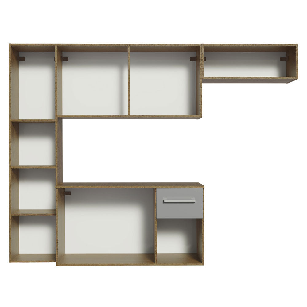 Cocina Compacta 180 cm 5 Puertas 1 Cajón Marrón/Gris Easy Madesa