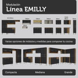 Cocina Compacta 156 cm Emilly Marrón/Negro 01
