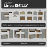 Cocina Compacta 156 cm Emilly Marrón/Gris 03