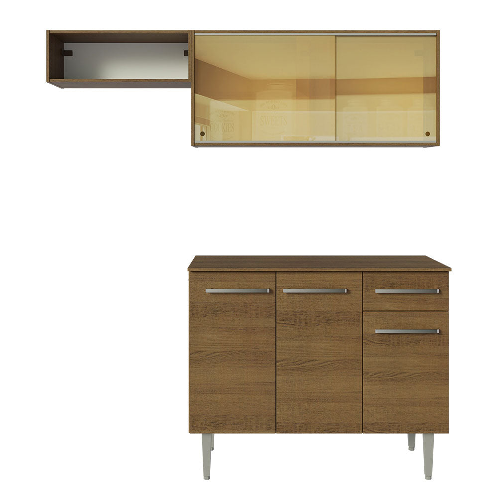 Cocina Compacta 165 cm 5 Puertas 1 Cajón Marrón Emilly Madesa