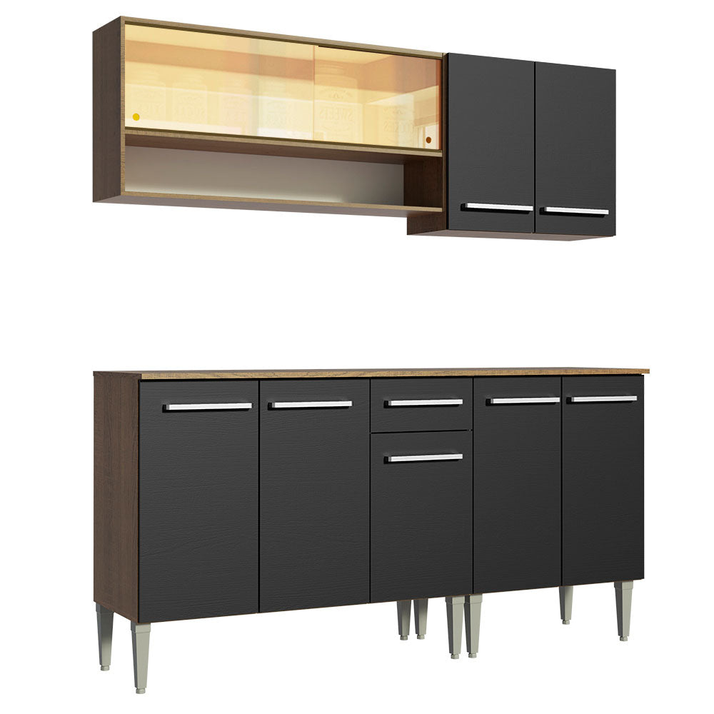 Combo de Cocina 169cm Marrón/Negro Emilly Dance Madesa 07
