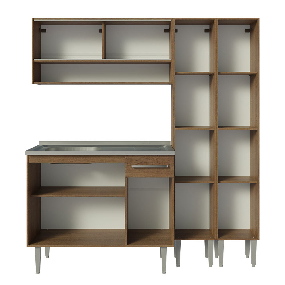 Cocina Compacta con Bacha 169 cm Emilly Marrón 14