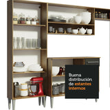 Combo completo de Cocina 229 cm con Bacha de acero, Marrón/Negro, Emilly 12