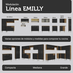Cocina Compacta 229 cm 9 Puertas 1 Cajón Marrón/Negro Emilly Madesa