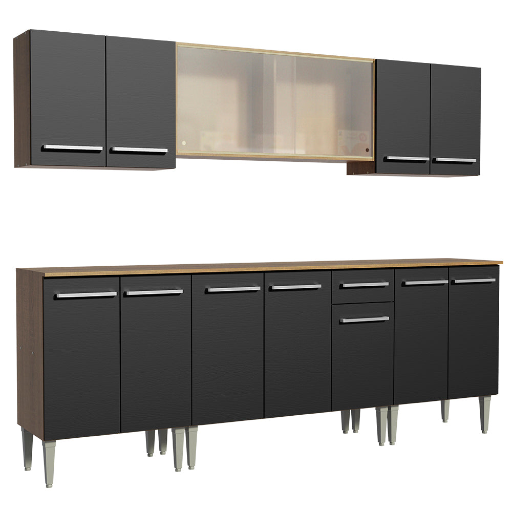 Combo completo de Cocina 233cm Marrón/Negro Emilly Wind Madesa 02