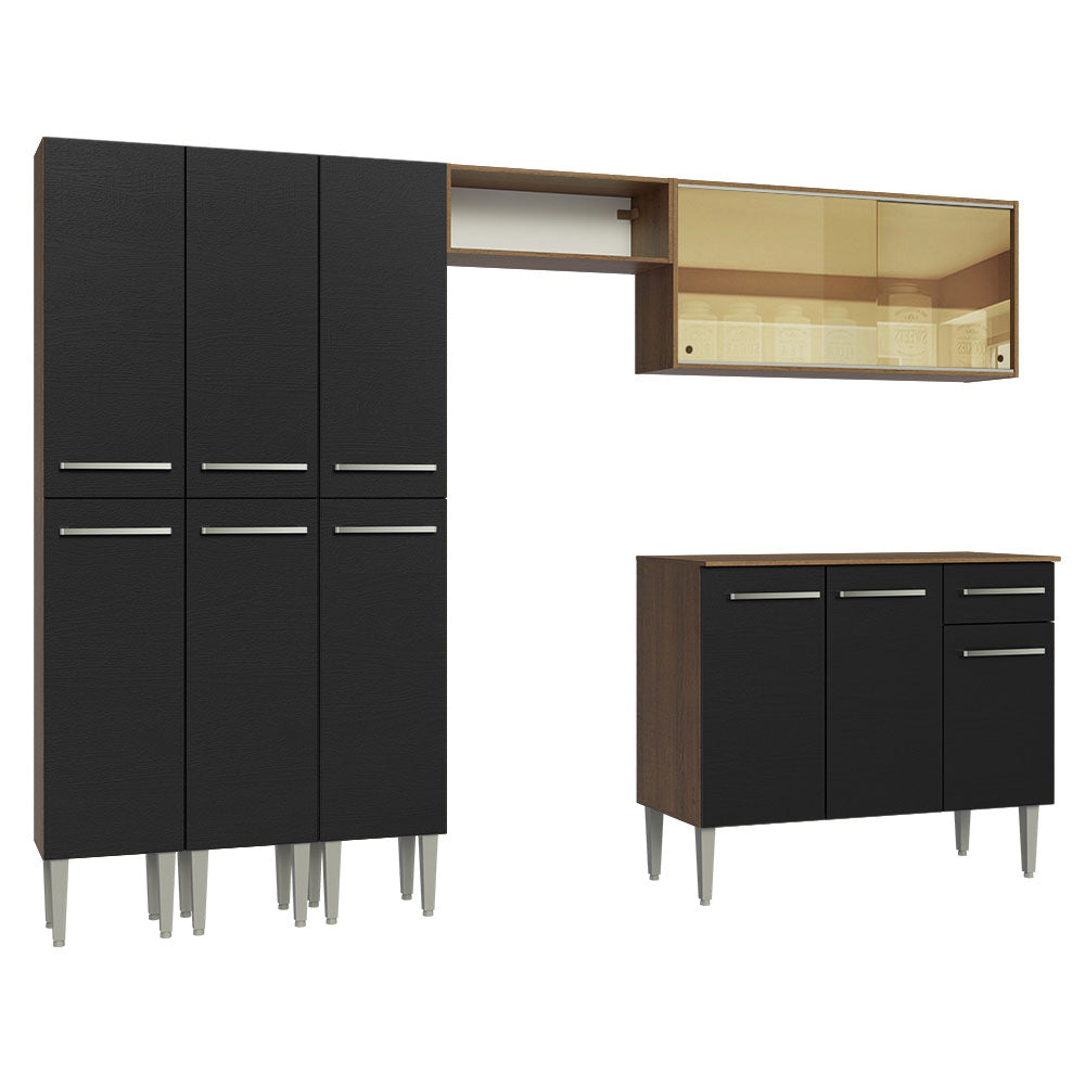 Combo completo de Cocina 261cm Marrón/Negro Emilly Madesa 05
