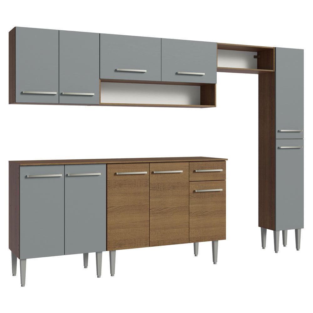 Combo completo de Cocina Madesa Emilly 261cm Marrón/Gris 09