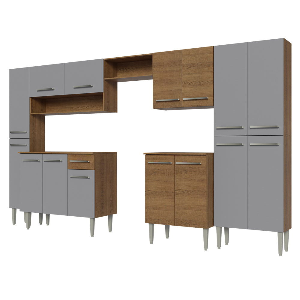 Combo Completo de Cocina 325 cm Marrón/Gris Emilly Madesa 02
