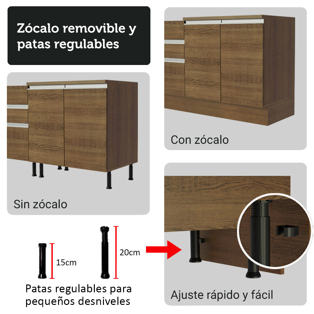 Kit Bajo Mesada con Cristalero Madesa Glamy 70cm MM 01