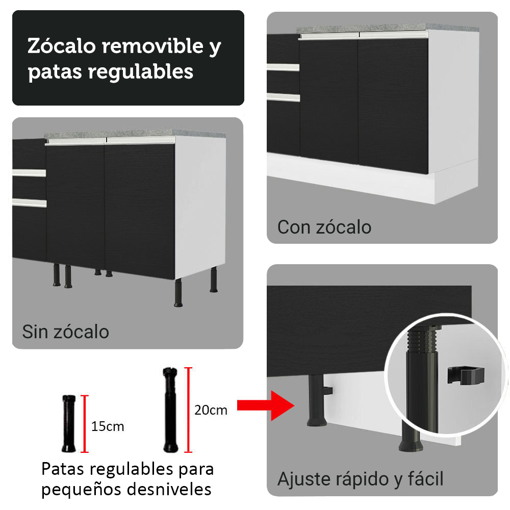 Kit Bajo Mesada con Cristalero Madesa Glamy 70cm MB 01