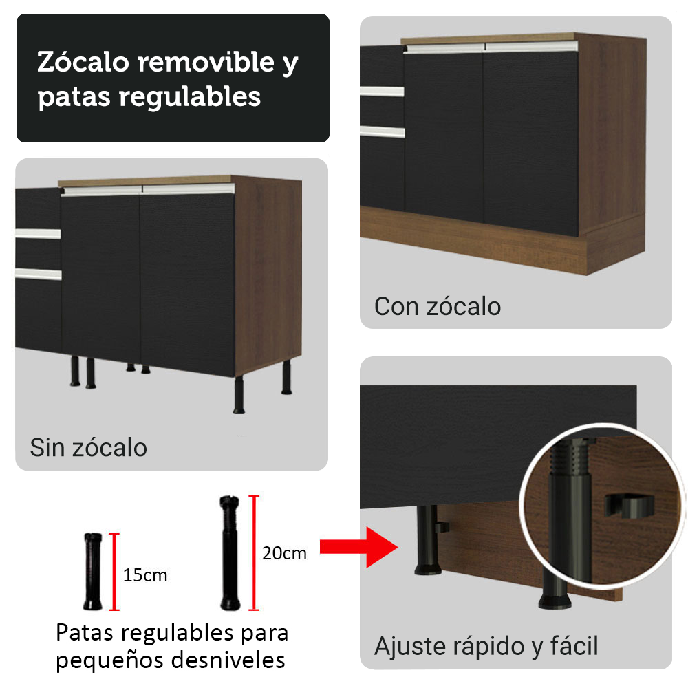 Kit Bajo Mesada con Cristalero Madesa Glamy 70cm MN 01