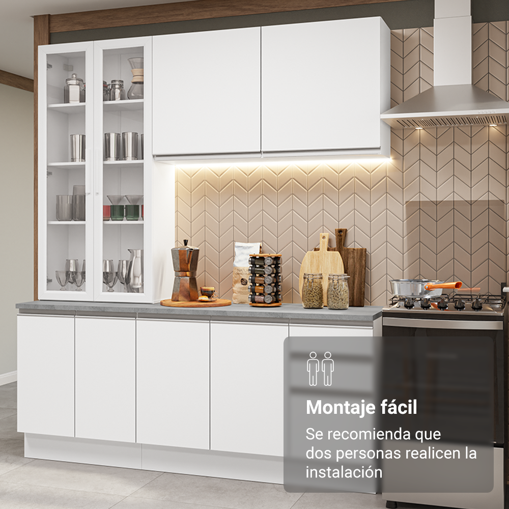 Combo de Cocina con Cristalero 190 cm Madesa Glamy BB 05