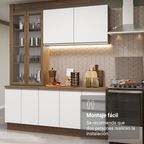 Cocina Compacta 190 cm 8 Puertas 3 Cajones Marrón/Blanco Glamy Madesa
