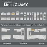 Combo completo de Cocina Compacta Madesa Glamy 220cm Blanco/Blanco/Crema 02