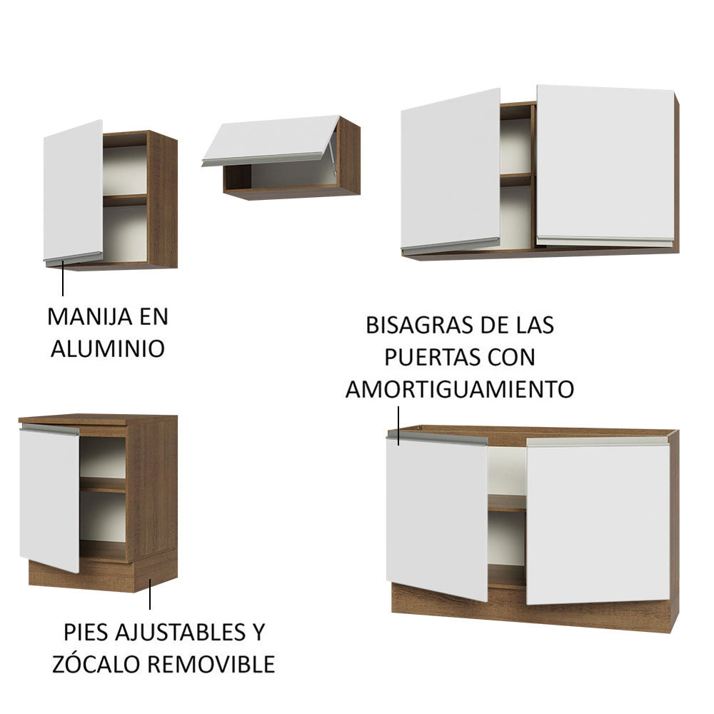 Combo completo de Cocina 240cm Marrón/Blanco Glamy Madesa 09