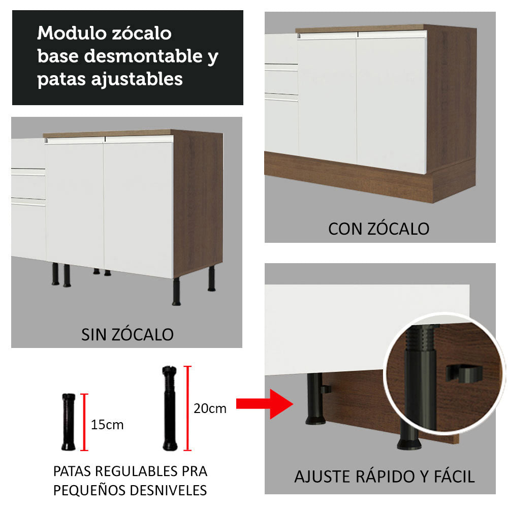 Combo completo de Cocina 260cm Marrón/Blanco Glamy Madesa 04