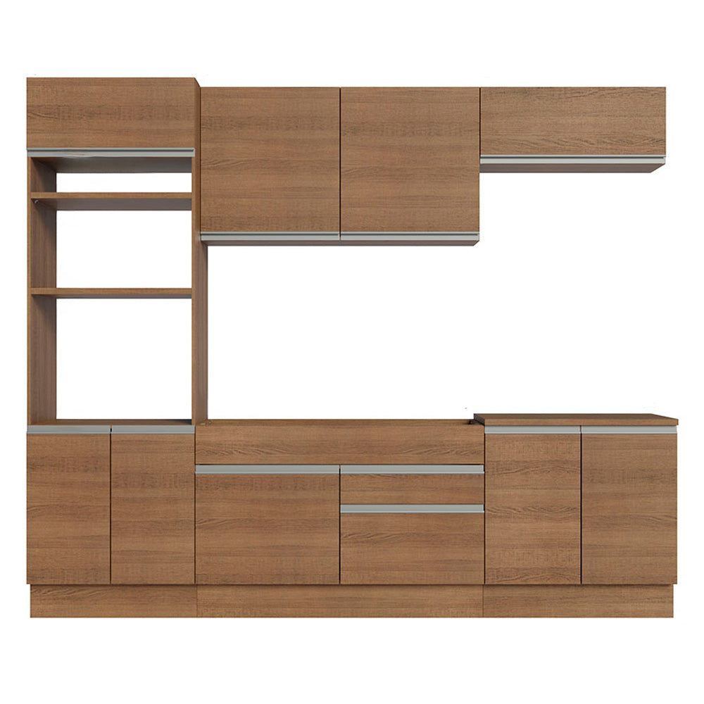Combo completo de Cocina 270 cm 9 Puertas 2 Cajones Sin Mesada Marrón Glamy Madesa 13