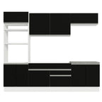 Combo completo de Cocina 270 cm 9 Puertas 2 Cajones Sin Mesada Blanco/Negro Glamy Madesa 13