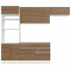 Combo completo de Cocina 270 cm 7 Puertas 2 Cajones Blanco/Marrón Glamy Madesa
