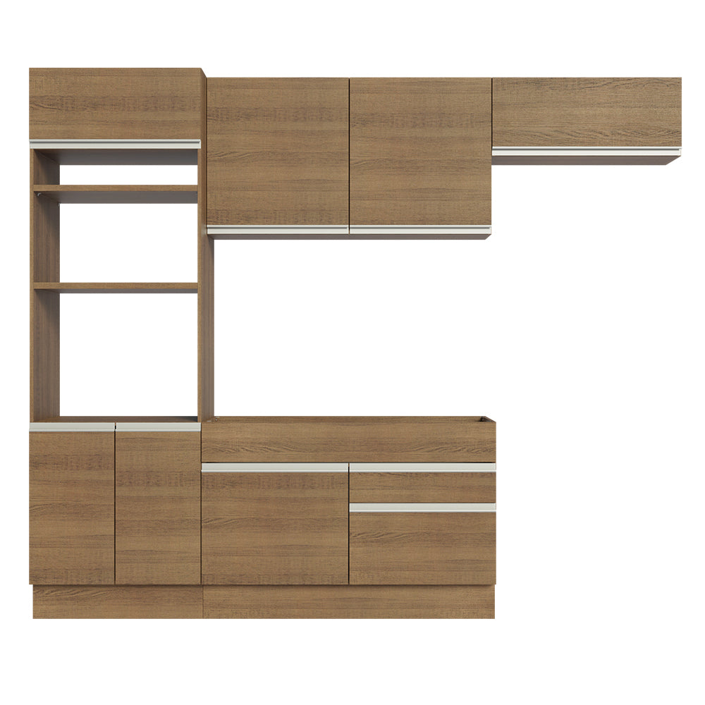 Combo completo de Cocina 270 cm 7 Puertas 2 Cajones Sin Mesada Marrón Glamy Madesa