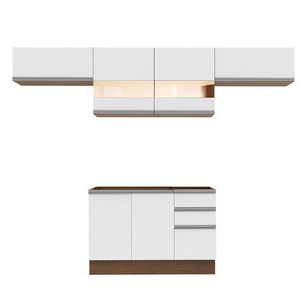 Combo completo de Cocina 280cm Marrón/Blanco Marina Madesa 01