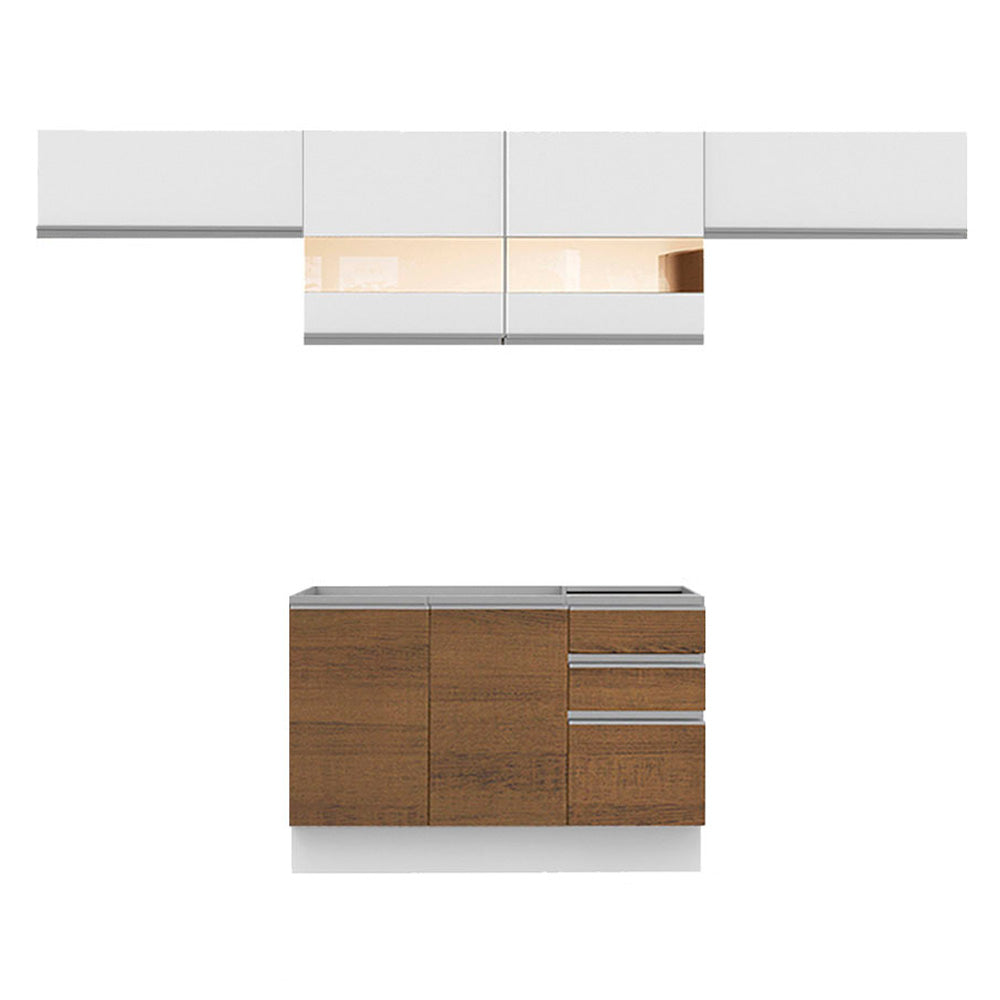 Combo completo de Cocina 280cm Marina Madesa 01 - Blanco/Marrón