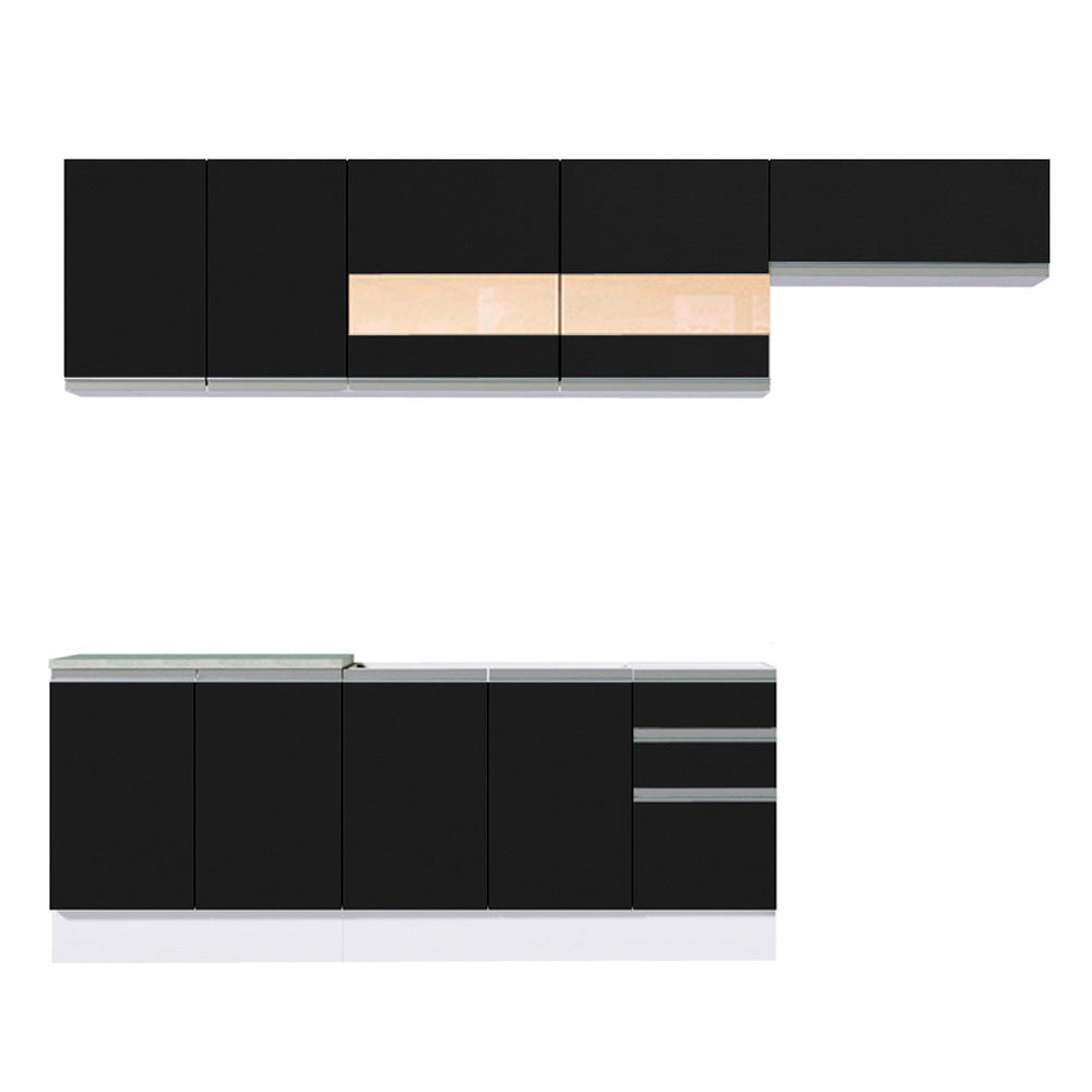 Combo completo de Cocina Madesa Glamy 280cm Blanco/Negro