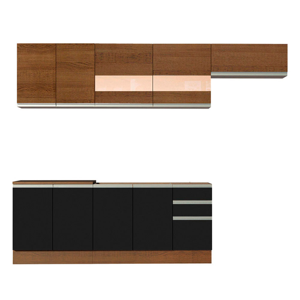 Combo completo de Cocina Madesa Glamy 280cm Marrón/Negro/Marrón